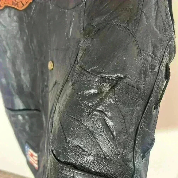 Vintage leather side tie Harley-Davidson Men's Leather Vest M with 8 patches - Picture 7 of 11